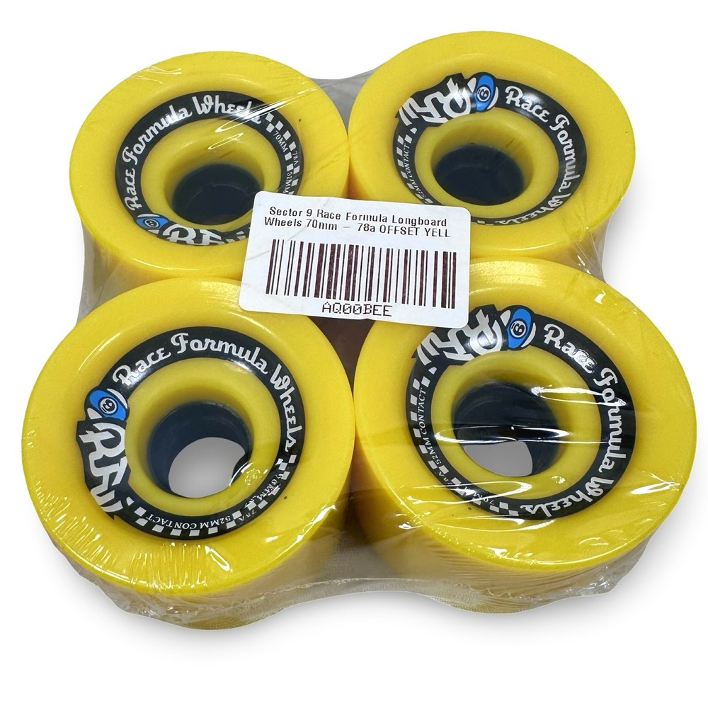 Sector 9 Race Formula Longboard Wheels 70mm 78a Offset Yellow Set of 4 New